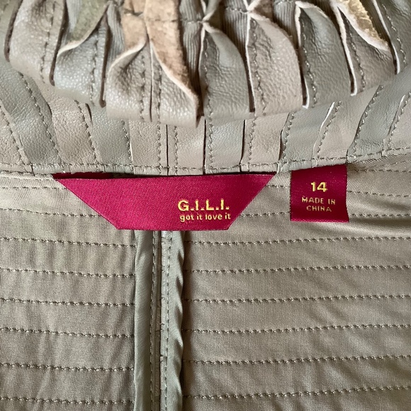 G.I.L.I. Pieced Leather Vest with Hook Closure Olive SZ 14 - Picture 8 of 16